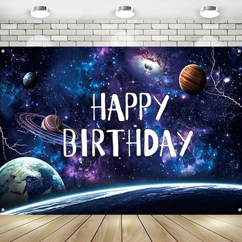 Uzay Galaxy Uzay Tema Evren Samanyolu Mutlu Doğum Günü Partisi Fotoğraf Arka Plan Afiş Dekorasyon