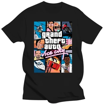 Dropshipping Grand Theft Auto Vice City Gta Oyunu T Shirt Erkek T Shirt Büyük Boy Saf Pamuk Yuvarlak Boyun Tee Gömlek 010616