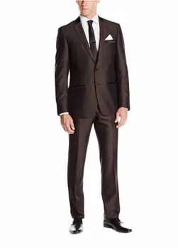 2024 Sıcak Basit Takım Elbise Erkekler Koyu Kahverengi Düğün Takımları Damatlar Smokin Erkek Takım Elbise Fit Groomsmen Takım Elbise (Ceket + Pantolon)
