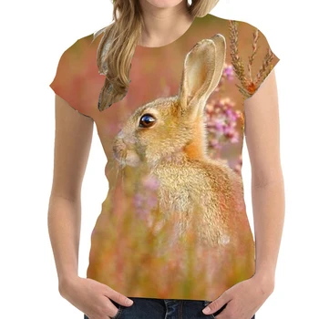 Yaz Tavşan 3D Baskı Seksi T-shirt Kadın Moda T Shirt Streetwear Boy Y2k Harajuku Spor Tees Tops Kadın Giyim