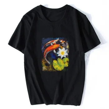 Koi Balık Enso Üstleri komik tişört Grafik Tees Harajuku Erkekler T Gömlek Gotik Kısa Kollu Gömlek Erkek Arkadaşı Hediye Büyük Boy Elbise