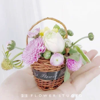 Mini palmiye çiçek sepeti sevimli sevgiliye çiçek sepeti kurutulmuş çiçek çiçek düzenleme çiçek küçük dekoratif sepet
