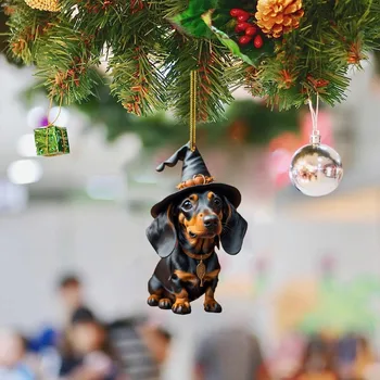 Sevimli Karikatür cadı şapkası Köpek Kolye Cadılar Bayramı Noel Ağacı askı süsleri Ev Pencere Araba Tatil Parti Dekorasyon Hediyeler