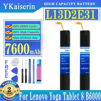 YKaiserin L13D2E31 Tablet lenovo için batarya Yoga Tablet 8 B6000 B6000-H B6000-F 60044 60043 L13C2E31 7600mAh Batterij