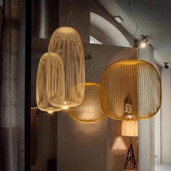 Italyan kolye lamba minimalist kuş kafesi asılı ışık tasarımcı Foscarini konuşmacı 1/2 ışık iç mekan ev dekoru merdiven aydınlatma