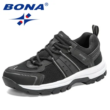 BONA 2023 Yeni Tasarımcılar Sneakers erkek ayakkabısı Adam Trekking Yürüyüş koşu ayakkabıları Mansculino Balıkçılık Kamp yürüyüş ayakkabıları Trekking