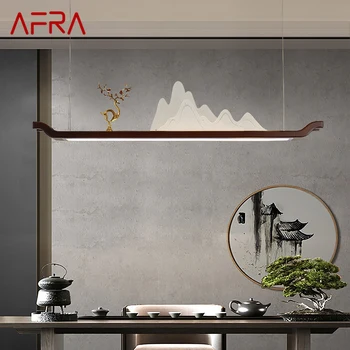 AFRA Çin tarzı LED kolye ışık yaratıcı dikdörtgen tepe desen Zen asılı avize ev çayevi yemek odası