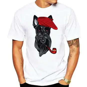 Erkekler İskoç Terrier 3D Baskı T Shirt Benzersiz Tasarım Kısa Kollu Organik Pamuk Büyük Boy T-shirt