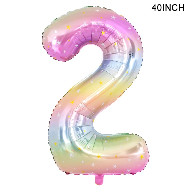 1 adet 40 inç Gökkuşağı Yıldız Numarası Folyo Balon Renkli Helyum Balon DIY Doğum Günü Partisi Bebek Duş Yıldönümü Dekorasyon Görüntü 5
