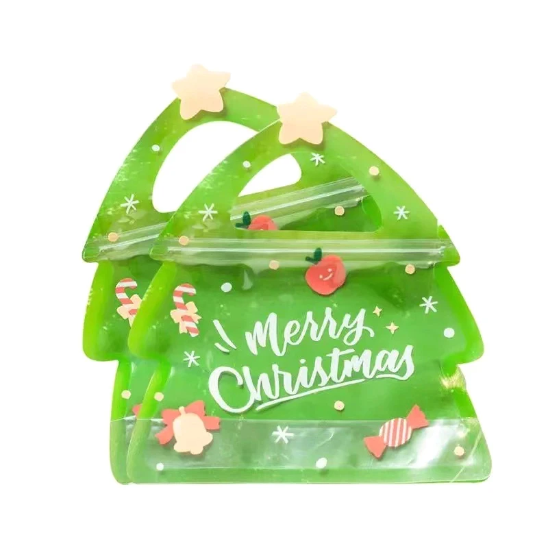 10 Adet noel hediyesi Çanta Şeker çikolatalı kurabiye kalıbı Nuga Bisküvi hediye paketi Ağacı Santa fermuarlı çantalar Çocuklar Yeni Yıl Partisi Hediye Görüntü 4