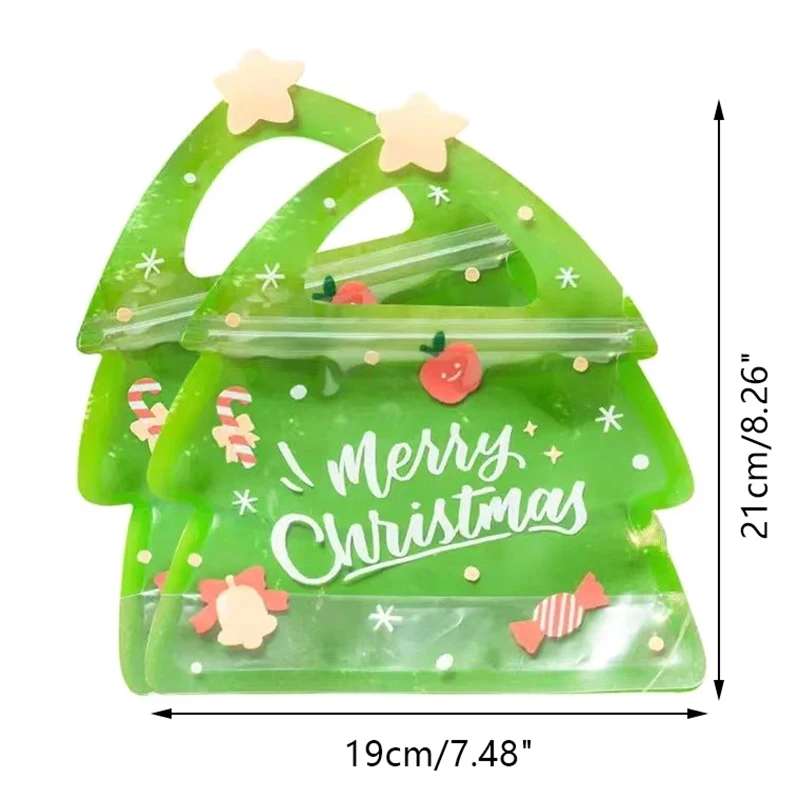 10 Adet noel hediyesi Çanta Şeker çikolatalı kurabiye kalıbı Nuga Bisküvi hediye paketi Ağacı Santa fermuarlı çantalar Çocuklar Yeni Yıl Partisi Hediye Görüntü 5