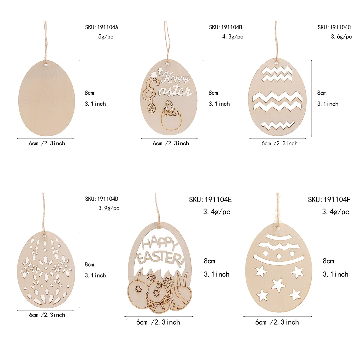 10 adet Bitmemiş Ahşap Paskalya Süs Paskalya Yumurtası Kesikler askılı etiketler Hediye Etiketleri Davranır Etiketleri Dizeleri DIY Zanaat Süslemeleri Görüntü 1