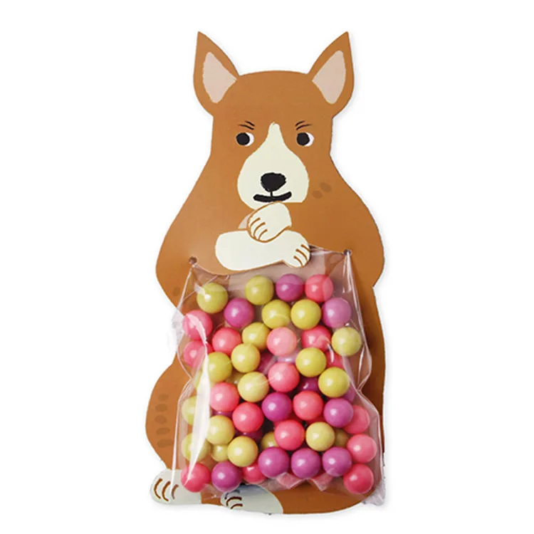 100 Takım Şeker Torbaları Plastik Çocuklar Doğum Günü Partisi Eğlenceli Yaratıcılık Karikatür Hayvan hediye çantası Bebek çikolatalı kurabiye kalıbı Kağıt Ambalaj Çantası Görüntü 3