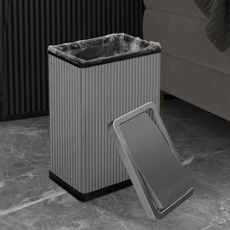 10L Paslanmaz Çelik çöp tenekesi Salıncak Üst Kapaklı Sessiz Yakın Mutfak Ofis Tuvalet Su Geçirmez Dar çöp kutusu Ev Çöp Kovası Görüntü 5