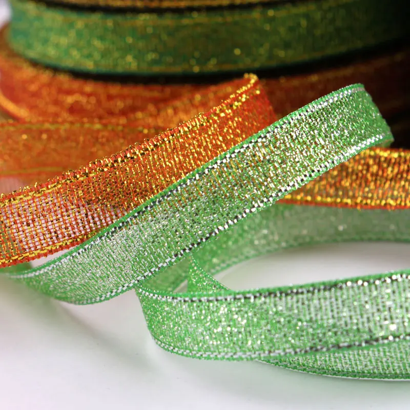 10mm 22 Metre/rulo Renkli soğan Glitter şerit festivali hediye kutusu ambalaj aksesuarları ile el DIY Dekoratif yay malzemesi Görüntü 3