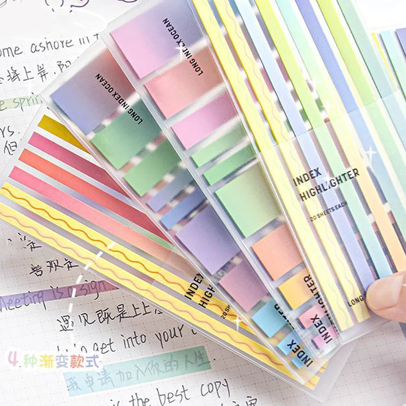 160 Yaprak Ins Tarzı Degrade Renk Yapışkan Not Kawaii Su Geçirmez Etiket Etiket Scrapbooking Memo Pad Öğrenci Kırtasiye Malzemeleri Görüntü 3
