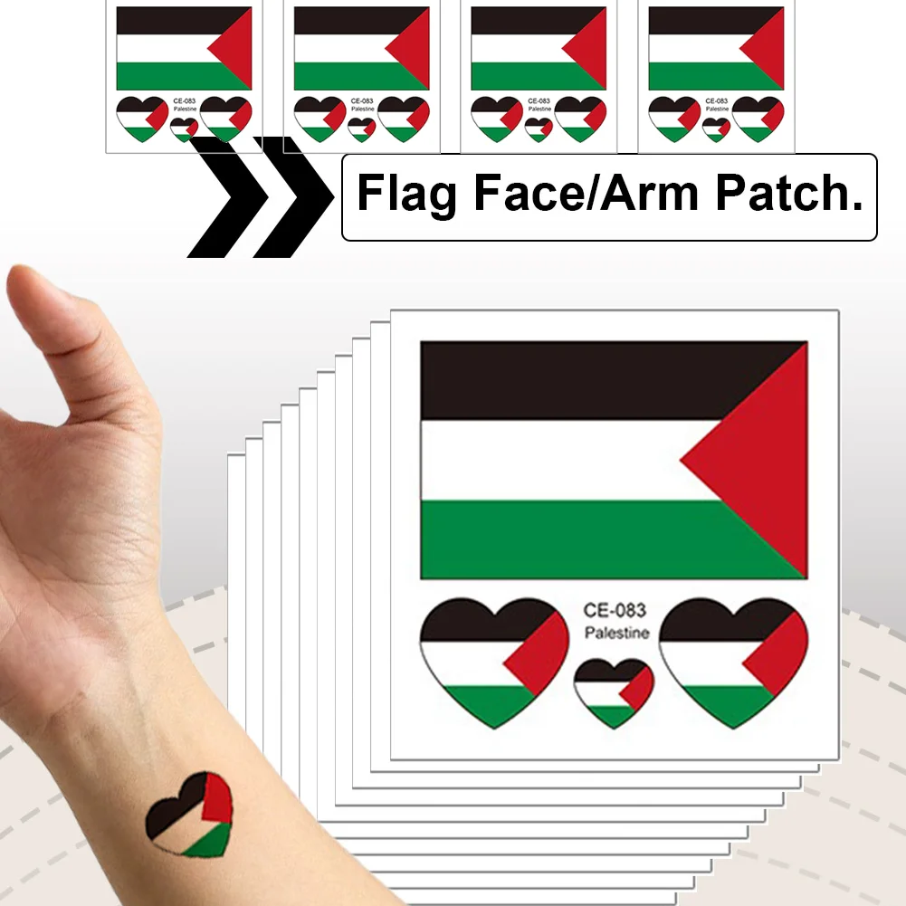 200-10 ADET Dövmeler Çıkartmalar Su Transferi Sticker Canlı Renkler Filistin Bayrağı Sticker Tek Kullanımlık Dövmeler Çıkartmalar Yüz Kol Görüntü 0