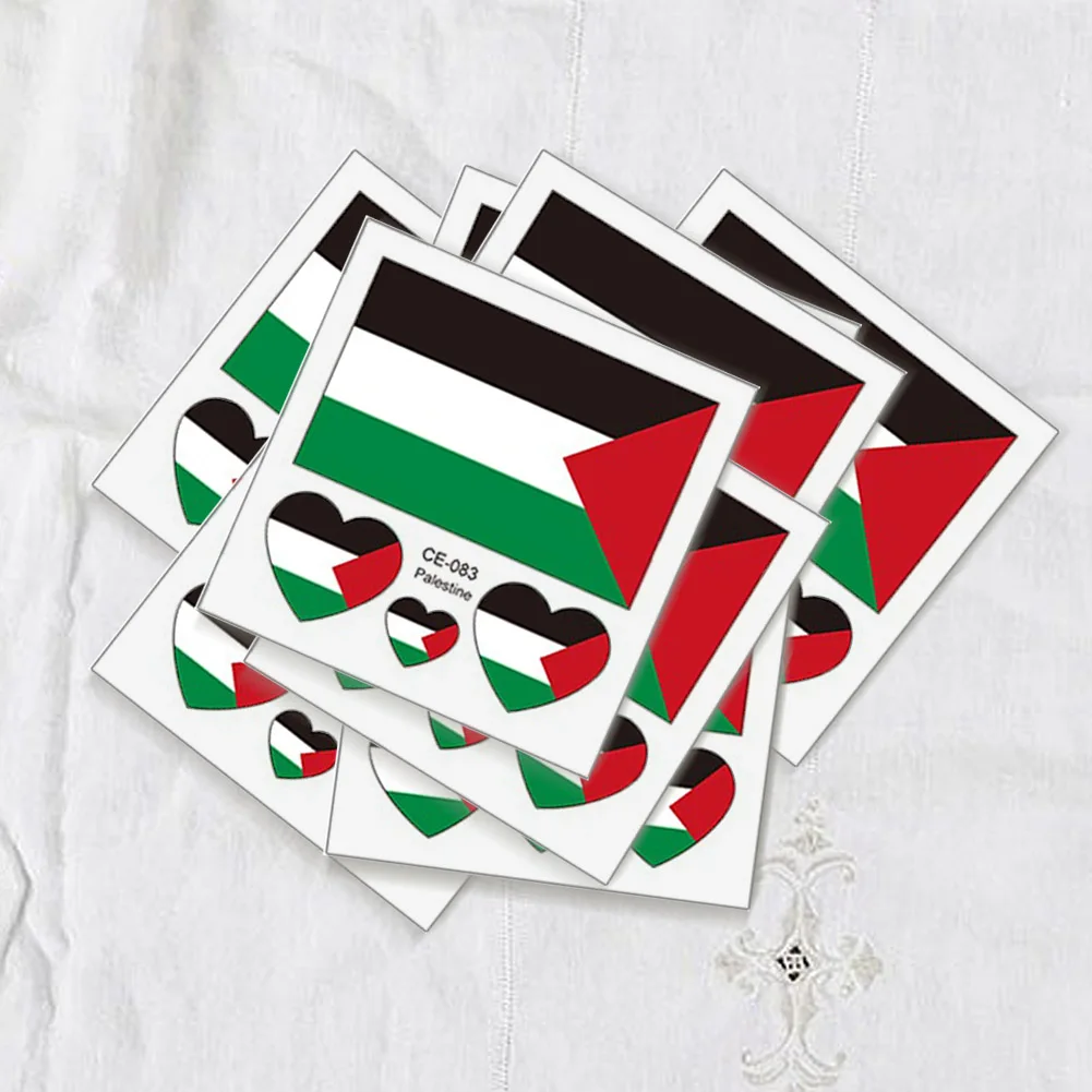 200-10 ADET Dövmeler Çıkartmalar Su Transferi Sticker Canlı Renkler Filistin Bayrağı Sticker Tek Kullanımlık Dövmeler Çıkartmalar Yüz Kol Görüntü 1