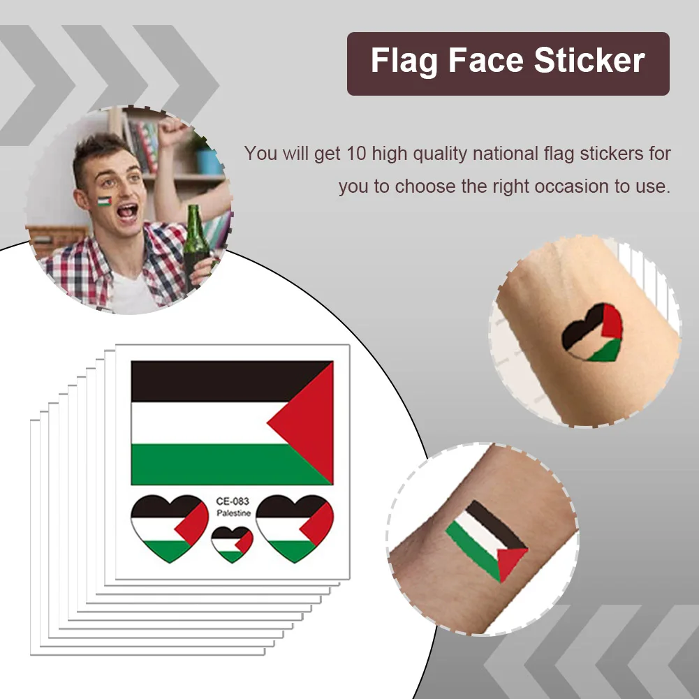 200-10 ADET Dövmeler Çıkartmalar Su Transferi Sticker Canlı Renkler Filistin Bayrağı Sticker Tek Kullanımlık Dövmeler Çıkartmalar Yüz Kol Görüntü 3
