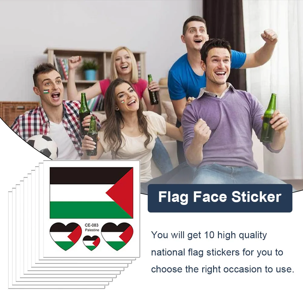 200-10 ADET Dövmeler Çıkartmalar Su Transferi Sticker Canlı Renkler Filistin Bayrağı Sticker Tek Kullanımlık Dövmeler Çıkartmalar Yüz Kol Görüntü 4