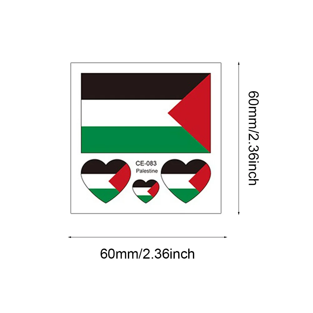 200-10 ADET Dövmeler Çıkartmalar Su Transferi Sticker Canlı Renkler Filistin Bayrağı Sticker Tek Kullanımlık Dövmeler Çıkartmalar Yüz Kol Görüntü 5