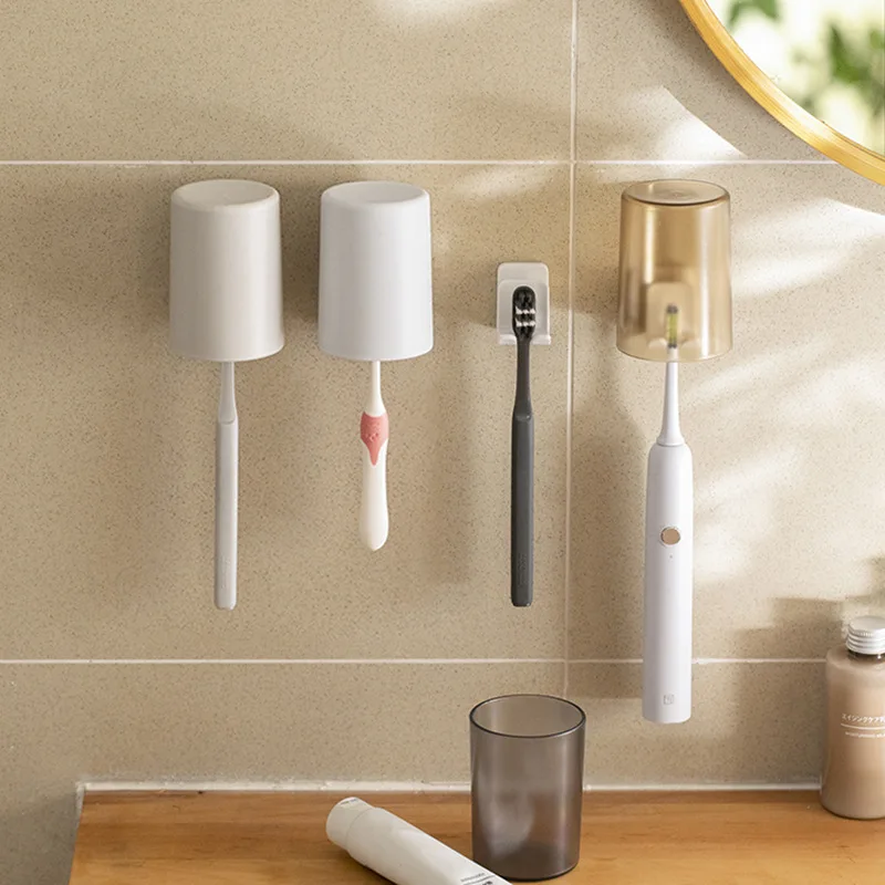 Asılı Depolama Ev Bardak Tutucu Diş Fırçası tozluk Banyo Malzemeleri Tuvalet Yıkama Fincan Elektrikli Diş Fırçası Tutucu Görüntü 1