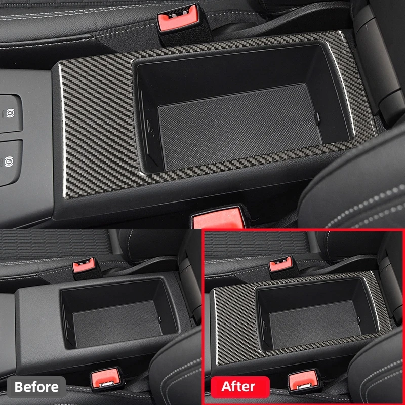 Audi için A3 S3 2013-2019 Araba Aksesuarları Araba İç Karbon Fiber Merkezi Konsol Kol Dayama Kutusu Paneli Modifiye Trim Çerçeve Dekor Görüntü 4