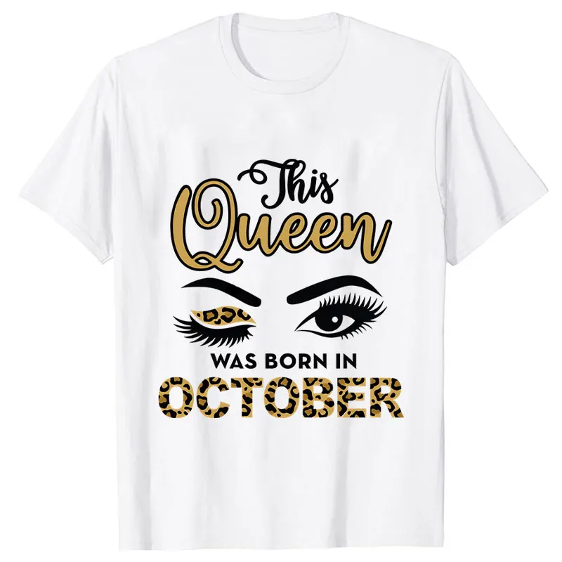 Bu Kraliçe Doğdu Şubat ayında T Shirt Harajuku Hip Hop Tee Kadın Streetwear Tişört Üst T-shirt Doğum Günü Leopar Bayan Giyim Görüntü 1