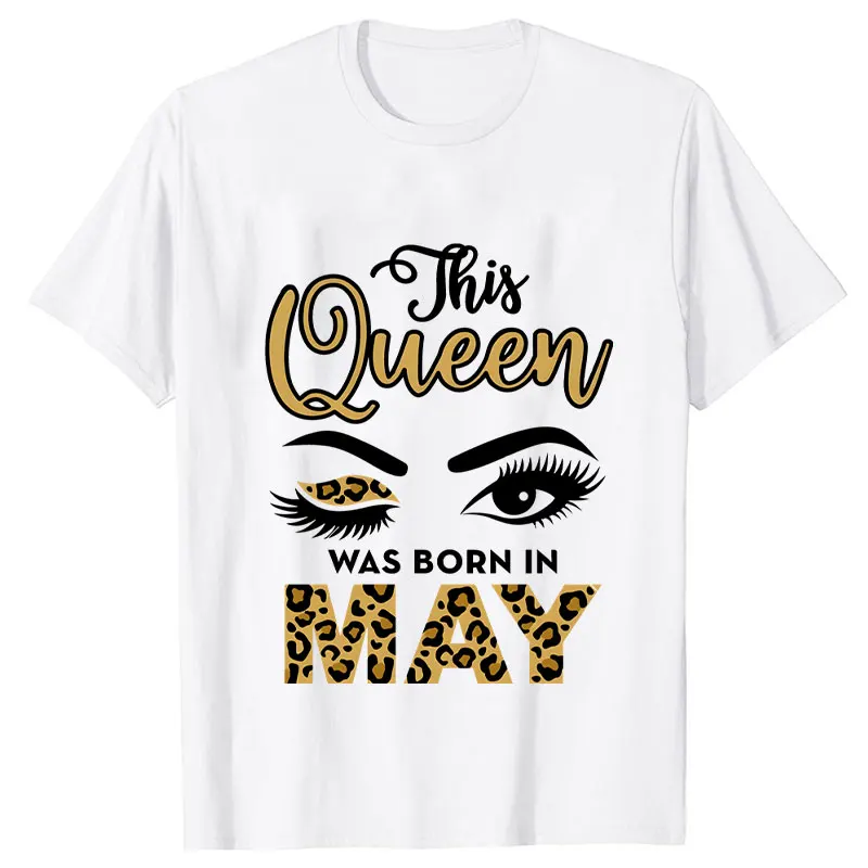 Bu Kraliçe Doğdu Şubat ayında T Shirt Harajuku Hip Hop Tee Kadın Streetwear Tişört Üst T-shirt Doğum Günü Leopar Bayan Giyim Görüntü 4