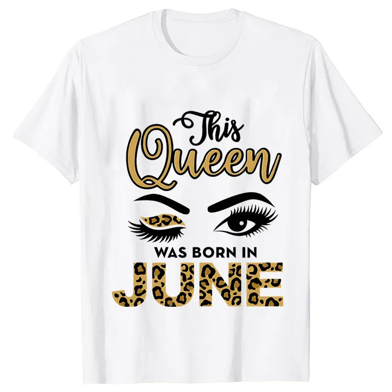 Bu Kraliçe Doğdu Şubat ayında T Shirt Harajuku Hip Hop Tee Kadın Streetwear Tişört Üst T-shirt Doğum Günü Leopar Bayan Giyim Görüntü 5