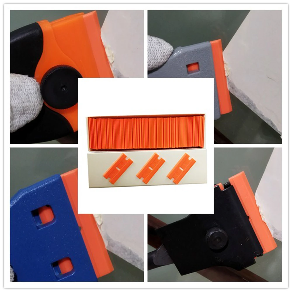 CNGZSY 100 adet tıraş bıçağı Güvenlik Kazıyıcı Tutkal Bıçak Cam Temizleyici Yedek Karbon Çelik Bıçak Seramik Araba Etiketleri Sökücü E13 Görüntü 4