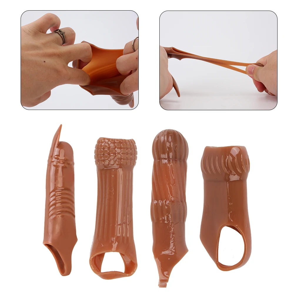 Erkek Gecikme Boşalma Penis Extender Erotik Oyuncak Seks Oyuncakları Erkekler için Yeniden Kullanılabilir Prezervatif Horoz Kollu Seks Shop Penis Yüzükler Görüntü 4