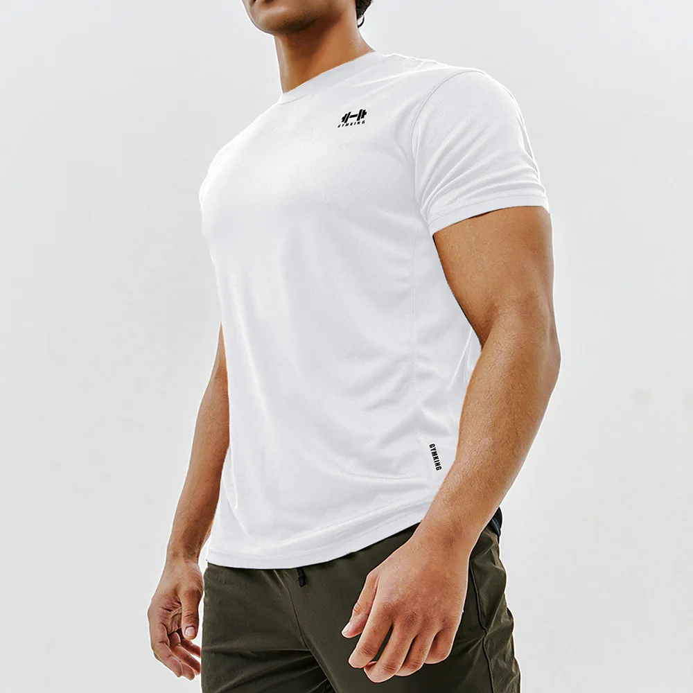 Gymkıng Yeni Erkek Spor T Shirt Sıkıştırma Nefes Spor Üstleri Adam Yaz Spor Kısa Kollu Tees İnce T-Shirt Giyim Görüntü 4