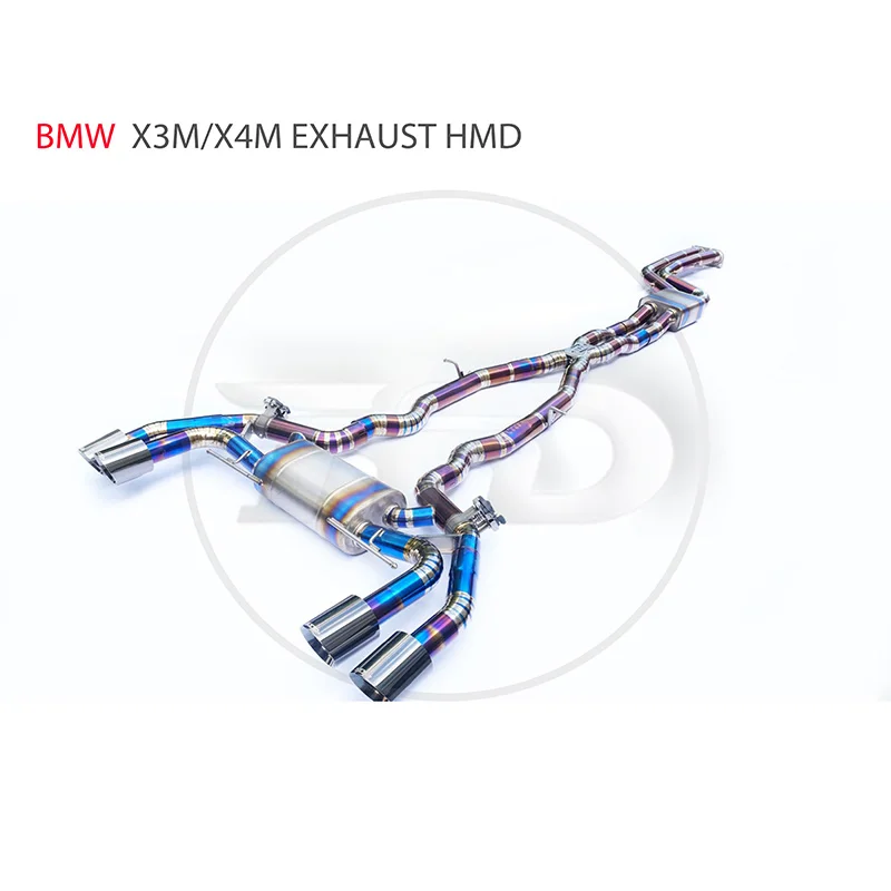 HMD Titanyum Alaşımlı Egzoz İniş Borusu BMW X3M X4M F97 F98 G07 Catback Otomatik Modifikasyon Elektronik Vana Görüntü 1