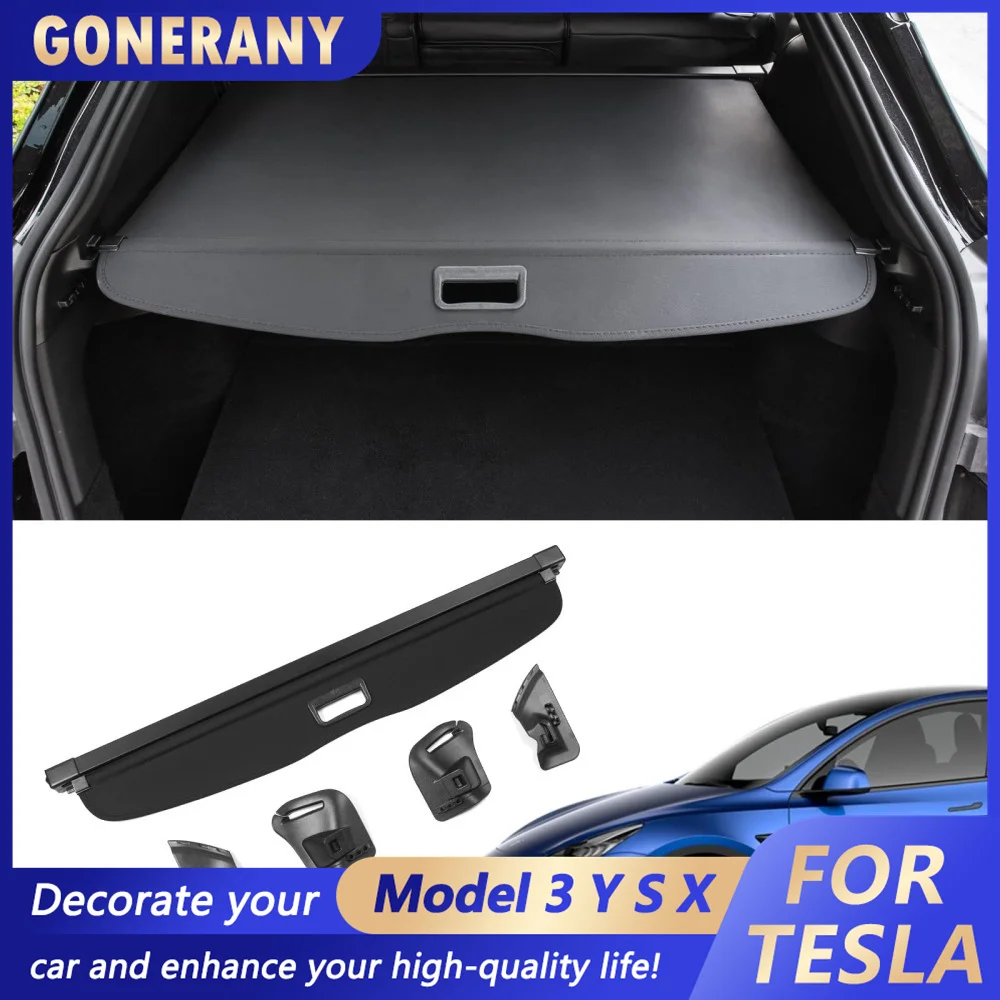 Kargo Kapağı 2020-2023 Tesla Modeli Y Arka bagaj kapağı Geri Çekilebilir Yükseltme Güvenlik Siyah Kalkan Gölge Kapak Aksesuarları Görüntü 0