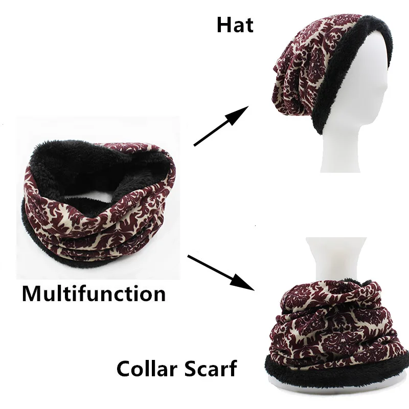LOVINGSHA Sıcak Bayanlar Skullies Beanies Moda Marka Sonbahar Kış Vintage Tasarım İşlevli Şapkalar Kadınlar Kız Eşarp HT059 Görüntü 1