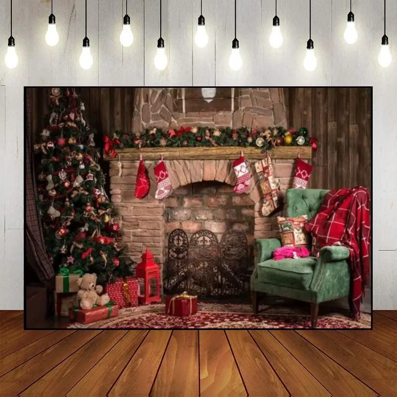 Merry Christmas Kış Fotoğraf Arka Plan Baba Zencefilli Ev Özel Doğum Günü Backdrop Noel Ağacı Bebek Duş Ren Geyiği Hediye Arifesi Görüntü 0
