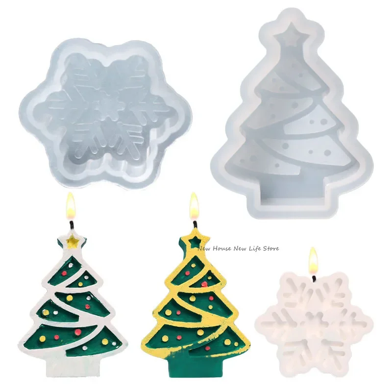Noel Ağacı Mum Kalıp Silikon Noel Baba Kardan Adam Geyik Mum Yapımı Sabun Reçine Kalıp noel hediyesi Zanaat Ev Dekorasyon Görüntü 5