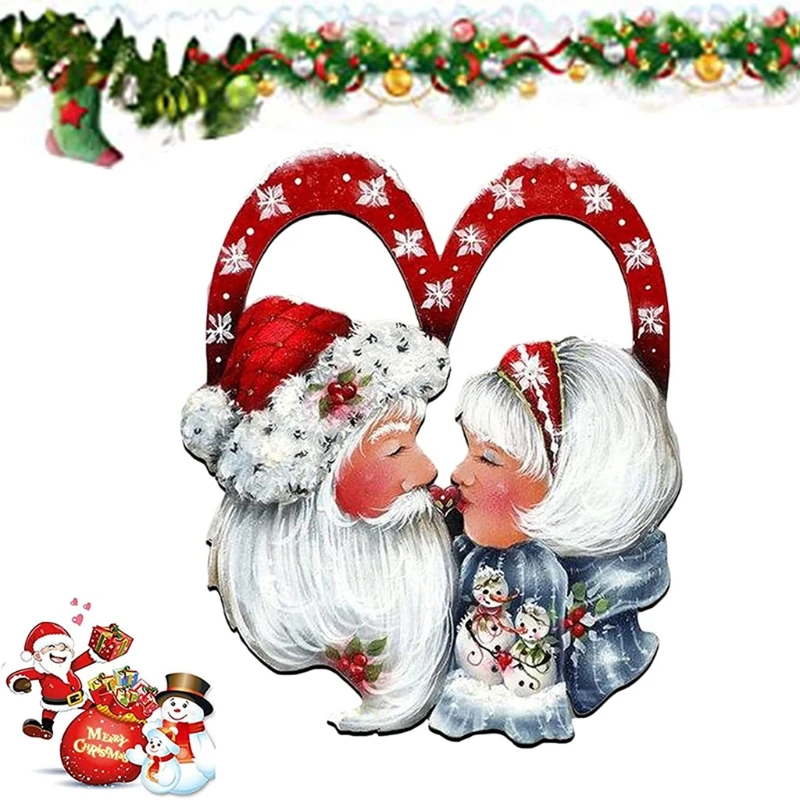 Noel Santa Aşk Tatil Çelenk Noel Partisi Festivali için Ev Ön Kapı Çiftlik Evi Dekorasyon Kolye Süs Görüntü 1
