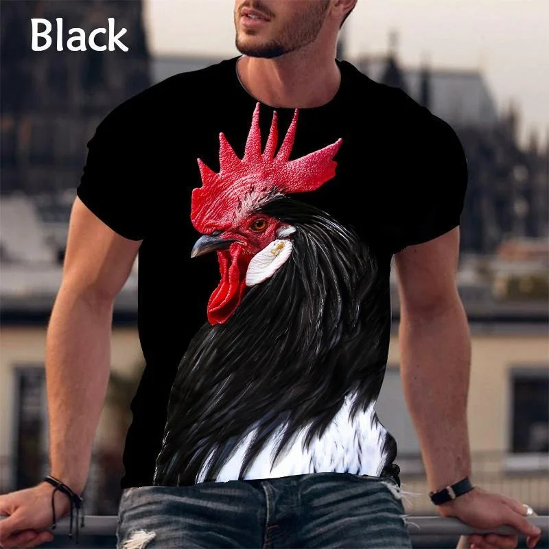 Tavuk 3d baskı T-shirt moda Komik Yaz erkek kısa kollu üst Görüntü 1