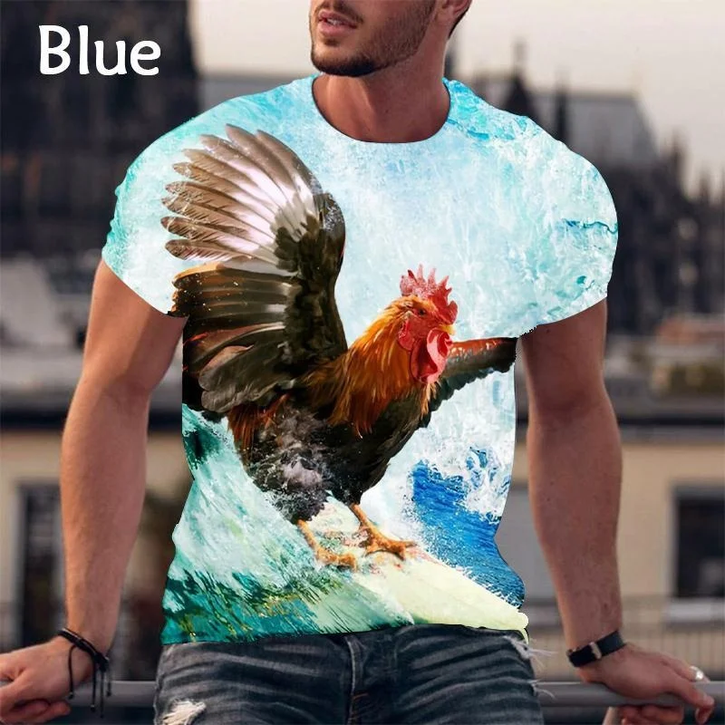 Tavuk 3d baskı T-shirt moda Komik Yaz erkek kısa kollu üst Görüntü 2