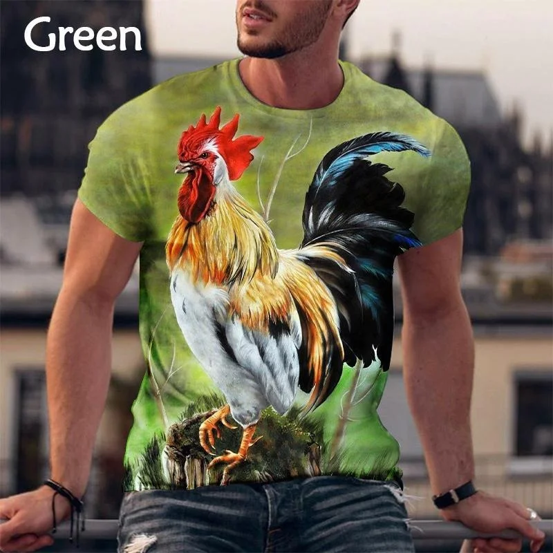 Tavuk 3d baskı T-shirt moda Komik Yaz erkek kısa kollu üst Görüntü 4