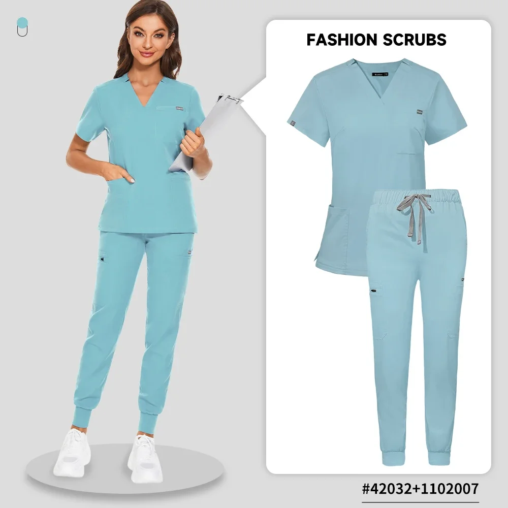 Tıbbi Üniforma Scrubs Hemşire Aksesuarları Üniforma Unisex Klinik Tulum Kadın Erkek Ameliyathane Jogger Takım Elbise Doktor Üstleri Pantolon Görüntü 1