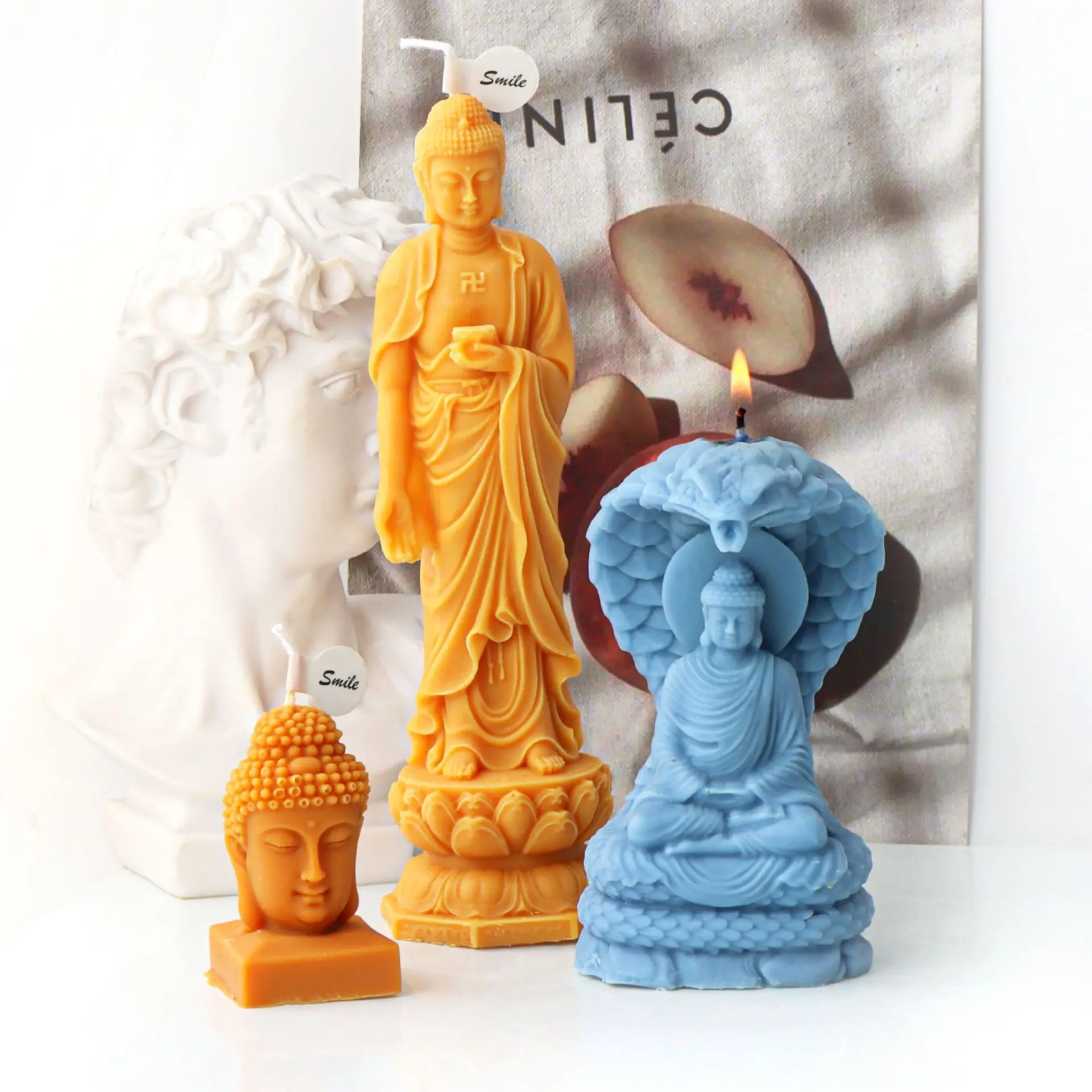 Yılan Bodhisattva silikon kalıp El Yapımı Mum Alçı Sabun Epoksi Reçine Çikolata Dekorasyon Alçı Buz DIY Pişirme Kalıp Görüntü 0
